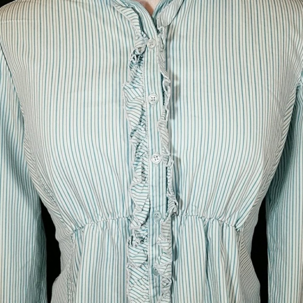 NEW YORK & CO Teal Pinstripe button down top